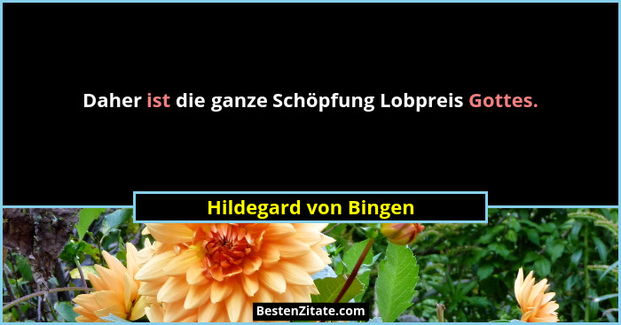 Daher ist die ganze Schöpfung Lobpreis Gottes.... - Hildegard von Bingen