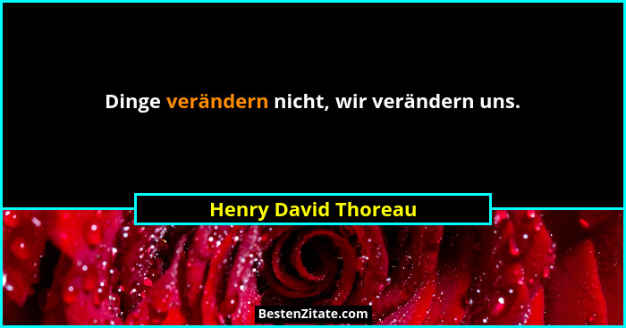 Dinge verändern nicht, wir verändern uns.... - Henry David Thoreau