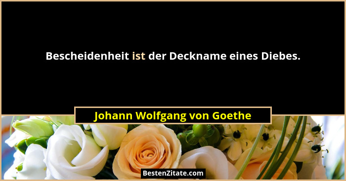Bescheidenheit ist der Deckname eines Diebes.... - Johann Wolfgang von Goethe