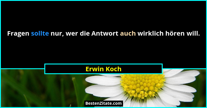 Fragen sollte nur, wer die Antwort auch wirklich hören will.... - Erwin Koch