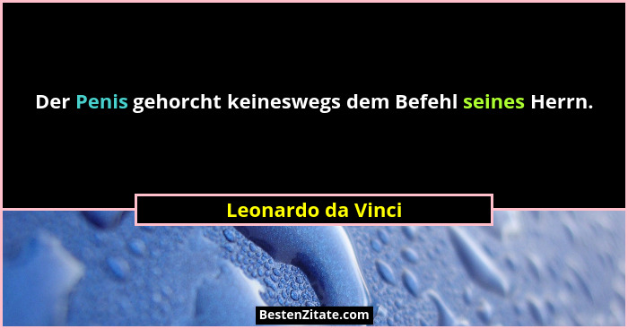 Der Penis gehorcht keineswegs dem Befehl seines Herrn.... - Leonardo da Vinci