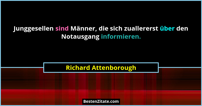 Junggesellen sind Männer, die sich zuallererst über den Notausgang informieren.... - Richard Attenborough