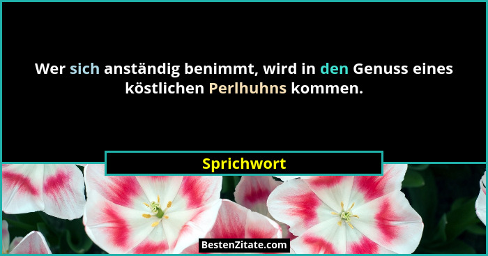 Wer sich anständig benimmt, wird in den Genuss eines köstlichen Perlhuhns kommen.... - Sprichwort