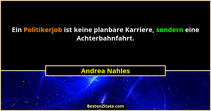 Ein Politikerjob ist keine planbare Karriere, sondern eine Achterbahnfahrt.... - Andrea Nahles